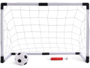 Albert Austin Mini Football Goal for Kids with Pump and Ball Set Toddler Football Goal Net Kids Goal Post Weather Resistant Sturdy PVC Easy Assembly Indoor and Outdoor Football Training