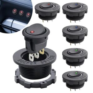 ZHIQIN 6PCS 12V Switch Round Rocker Switch 20A Lighted Toggle Switch Mini Rocker Switch 3 Pin Illuminated Switch On/Off for Car