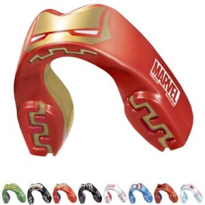 Marvel Iron Man Metallic Sports Mouthguard Dual Layer Premium Protection Junior Gum Shield with Case for Boxing