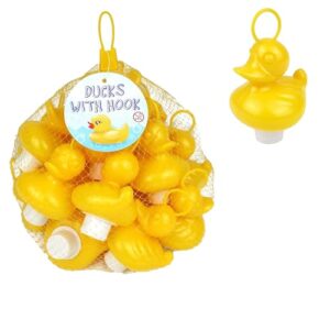 SERENA'S ® Pack of 20 Weighted Ducks with Hooks 7cm Plastic Ducks in Yellow Colours For Kids - Duck Fishing Set