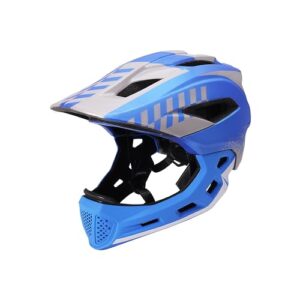 Joyyko Kids Bike Helmet Kids Full Face Bike Helmet 52-58CM Detachable 2-In-1 Boys and Girls With Chin Adjustable Breathable Kids Sports Helmet for Cycling Skateboarding Roller Skating