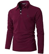 KUNJLELP Men's Regular-Fit Polo Shirt Long Sleeve Giraffe Embroidere Golf Polos 100% Cotton