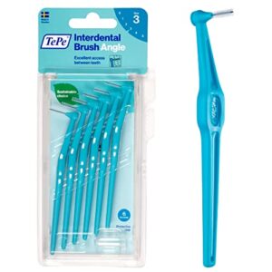 TePe Angle Blue Interdental Brushes (0.6mm - Size 3) - Easy and simple interspace cleaning with long handle and angled neck