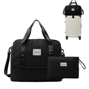 2 Pcs Travel Duffles Sports Gym Bag Duffle Bag with Trolley Sleeve Detachable Shoulder Strap