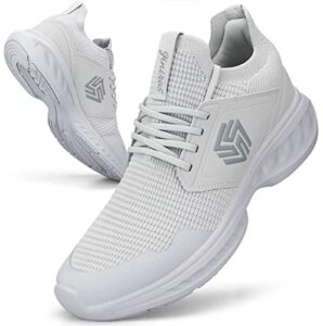 Giniros Mens Trainers Running Walking Shoes Lightweight Sport Athletic Gym Fitness Fashion Training Sneakers Casual Comfortable Breathable Flat Mesh Tennis Shoes Outdoor Jogging