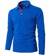 KUNJLELP Men's Regular-Fit Polo Shirt Long Sleeve Giraffe Embroidere Golf Polos 100% Cotton