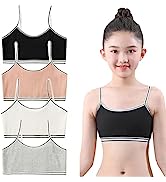 FedMois Girls Sports Bra Unpadded Crop Top Cotton Pack of 4