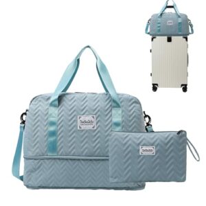 2 Pcs Travel Duffles Sports Gym Bag Duffle Bag with Trolley Sleeve Detachable Shoulder Strap