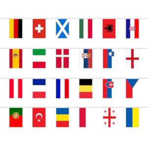 2024 Euro Football Championship Flag Bunting 24 National Double Sides Fabric European Bunting Euro Football 2024 Decorations for Party Bar Club Garden and Street (21x14 cm-8m)