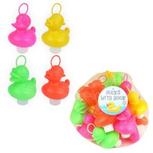 SERENA'S ® Pack of 20 Weighted Ducks with Hooks 7cm Plastic Ducks in 4 Neon Colours Kids - Duck Fishing Set