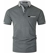 KUNJLELP Men's Regular-Fit Cotton Short Sleeve Polo Shirt Casual Golf Polos