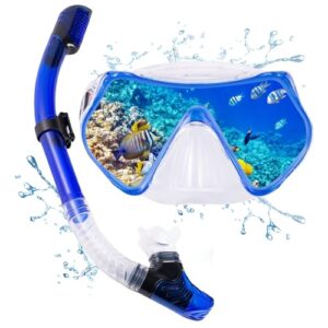 Adult Snorkeling Gear Snorkel Set with Dry Top System 180 Degree Panoramic Snorkel Mask