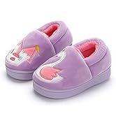FedMois Kids Winter Slippers Boys Girls House Shoes Warm Plush Anti-Slip