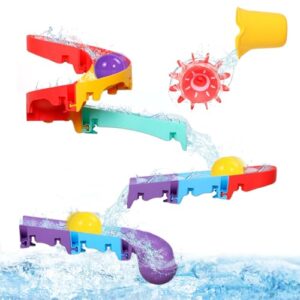 Bath Toys for Baby Bath Toddler Track Game Water Toys Bath Tub Shower Mould Free Watermill Slide Bath Toy with Suction Cups Kids Bath Time Fun DIY Educational Bath Toys for 1 2 3 Year Olds Boys Girls