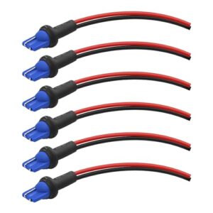 XMSJSIY 6-Pack T10 Male Socket Holders Extended Wire Connector Plug Adapter T10 Connector with Wire 194 168 W5W Wiring Harness For Car Headlight