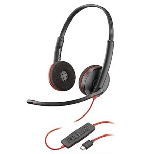 Poly Blackwire 3220 Wired Headset - Noise-Canceling Mic – Stereo Design - Connect to PC/Mac via USB-C or USB-A - Works w/Teams