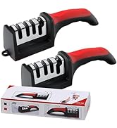 Jadin Knife Sharpener, Knife Sharpener 4 in 1, 2Pcs Professional 4 Stage Manual Sharpener for Sha...