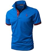KUNJLELP Men's Regular-Fit Cotton Pique Polo Shirt Short Sleeve Golf Polos