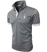 KUNJLELP Mens Polo Shirt Short Sleeve Plain Top Tee Regular-Fit Cotton Casual Golf Sports T-Shirt