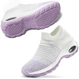 STQ Womens Walking Shoes Slip-on Lightweight Mesh Sneakers Breathable Tennis Comfortable Platform Wedge Shoes