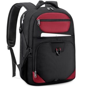 NEWHEY Laptop Rucksacks for Men Large Travel Backpack for Men Water Resistant Laptop Backpack 17 Inch Business College Backpack Gaming Computer Backpack with USB Charging Port Red