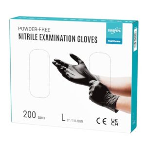 EUROPAPA® 200x Disposable Nitrile Gloves Powder-Free Examination Gloves EN455 EN374 Latex-Free Disposable Gloves in Sizes S