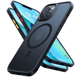 TORRAS for iPhone 13 Case with MagSafe [12FT Military Grade Drop Protection] [20W Safe & Fast Charging] Matte Translucent Hard Back Shockproof Magnetic Cases Slim Thin iPhone 13 Cover Armor Black