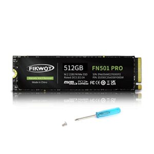 Fikwot FN501 Pro 512GB NVMe SSD - M.2 2280 PCIe Gen3 x4 Internal Solid State Drive with Graphene Cooling Sticker