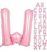 Pink Letter V Balloons,40 Inch V Letter Balloon Light Pink,A to Z Alphabet Mylar Helium Custom Pa...