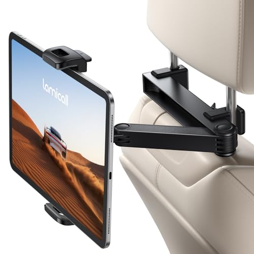 Lamicall Car Headrest Tablet Mount [Upgraded Lock] - 2024 Stretchable Car Tablet Holder