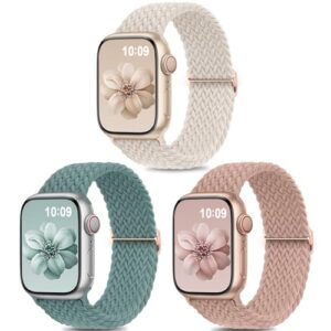 Yoohoo 3 Pack Braided Solo Loop Compatible with Apple Watch Straps 40mm 38mm 41mm for Women Men