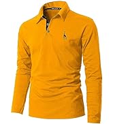 KUNJLELP Men's Regular-Fit Polo Shirt Long Sleeve Giraffe Embroidere Golf Polos 100% Cotton