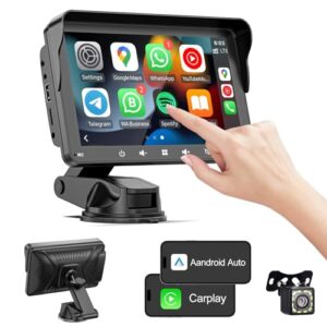 WQQBFF Enhanced 7" HD Dual Display Car Stereo: Wireless Apple CarPlay & Android Auto