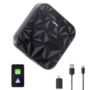 2-IN-1 Wireless Carplay Adapter for Apple CarPlay and Android Auto 2024 Carplay Adapter Plug & Play 5GHz WiFi Compatible with 99% Car Models Supports iOS10+ & Android11+