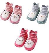 FedMois 4 Pairs Baby boys Girls Non-Skid Indoor Slipper Shoes Socks