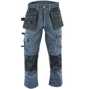 WrightFits Men Pro Builder Work Trousers Black & Grey - Heavy Duty Safety Combat Cargo Pants - Multi Pockets - Knee Pad Pockets - Triple Stitched - Durable Workwear (30W to 42W)