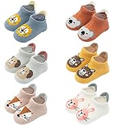 FedMois 5 Pairs Baby Kids Cozy Warm Winter Socks Anti-slip Infant Toddler Thermal Crew Socks