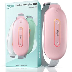 Slimpal Period Heating Pad for Cramps Portable USB Cordless Heating Pad with Massager for Back Pain Relief Electric Fast Heating Wrap Belt Gifts for Women Pink