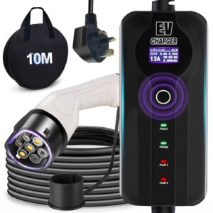 EV Charger 10M Type 2 UK 3 Pin Portable 8~13A Type 2 Charging Cable with Bag