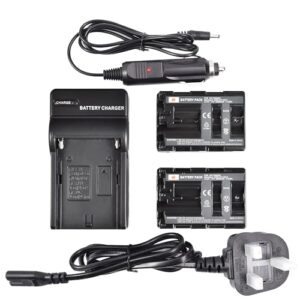 DSTE 2pcs NP-FM500H Li-ion Battery + Charger Compatible with Sony Alpha SLT-A57