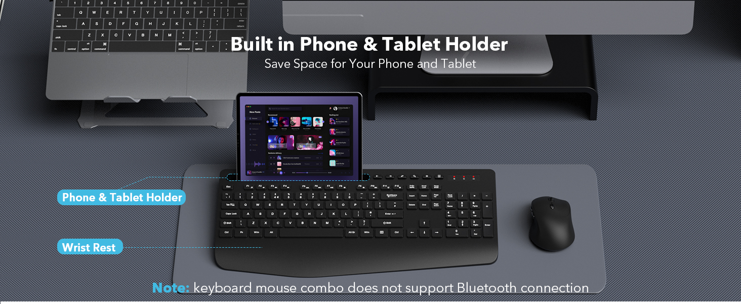 Full-Size Ergonomic Keyboard with Wrist Rest