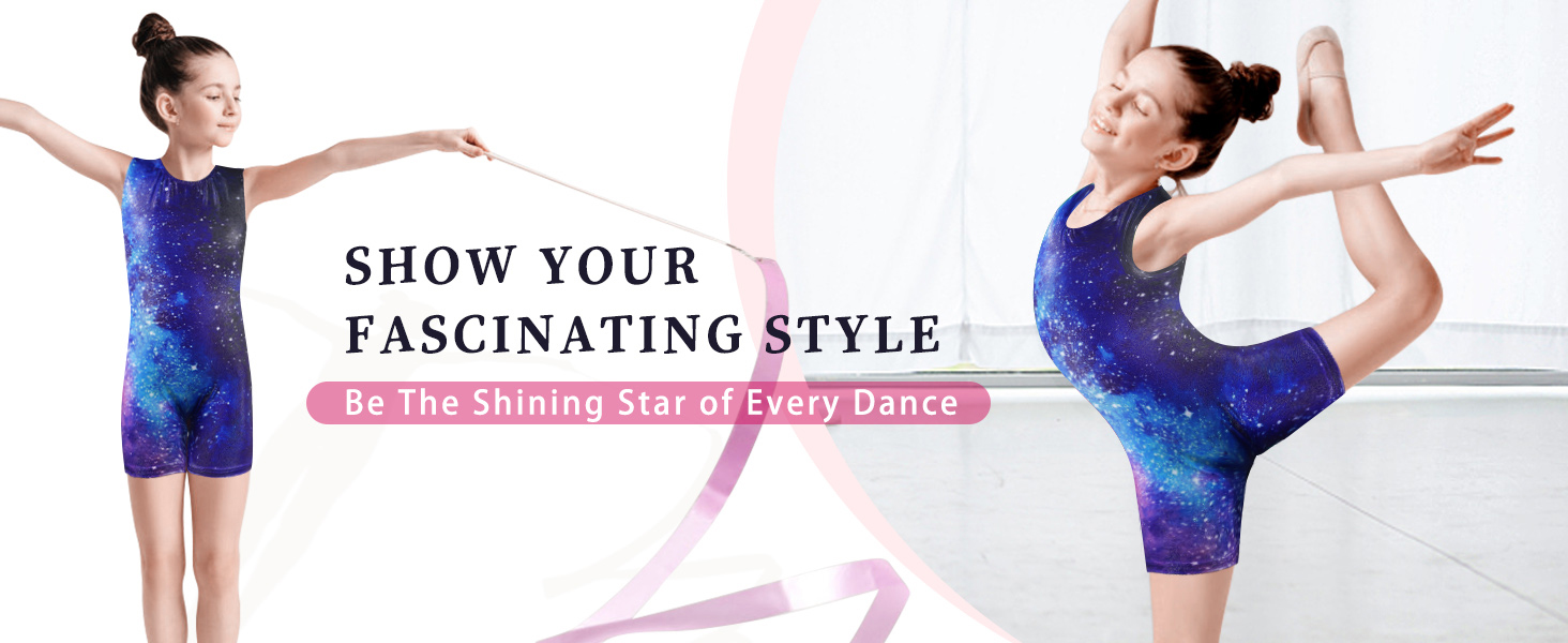 XiaoMoSha Gymnastics Leotards for Girls Gradient Color Sparkle Sleeveless Leotards for 3-14 Years