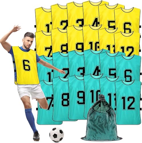 24 Pcs Scrimmage Vest Soccer Pinnies Training Pennies Football Jerseys Youth Team Practice Vests Sports Bibs for Youth Adult Sports Basketball