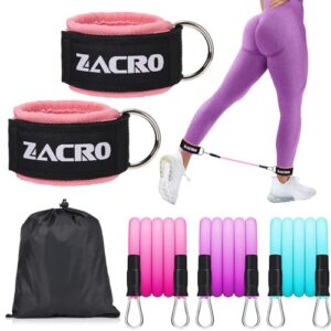 Zacro Ankle Resistance Bands with Cuffs - Resistance Bands Set with Ankle Strap for Women & Men - Glutes Workout Equipment for Home Workouts