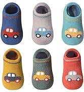 FedMois 6 Pairs Baby Kids No Show Socks Cotton Invisible Anti Slip Winter Thermal Thick