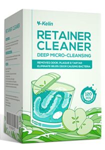 Y-kelin Retainer Cleansing Tablets-120 Tablets Retainer Cleaner 4 Months Supply-New Formulation Apple Flavor Denture