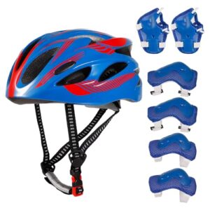Kids Helmet Toddler Bike Helmet with Sports Gear Set Knee Elbow Pads Wrist Guards