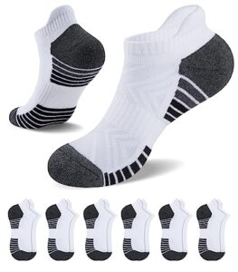 TMANI Trainer Socks Cushioned Ankle Performance Anti-Blister Sport Socks for Men Women Breathable Cotton Athletic Running Walking Socks (6 Pairs)