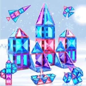 Magnetic Building Blocks Toys for 3 4 5 6 7 Year Old Girls Boys 4D Princess Frozen Toys Magnetic Tiles Kids STEM Learning Educational Construction Magnet Gift for Toddler Age 3 4 Christmas Birthday