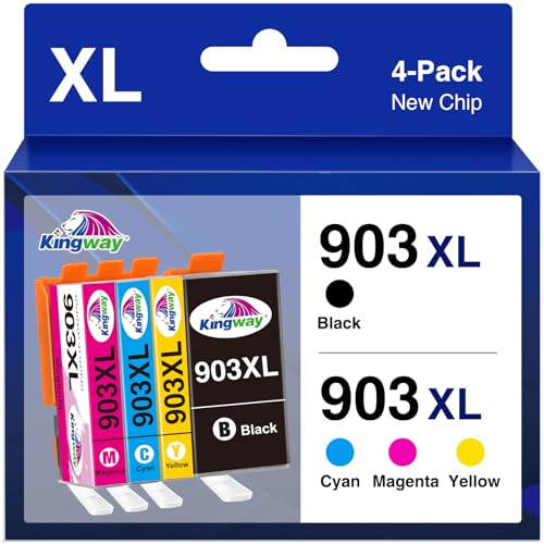 KINGWAY 903XL Ink Cartridges Replacement for HP 903XL Ink Cartridges Multipack for HP Officejet Pro 6970 6960 Officejet Pro 6950 6960 All-in-One Inkjet Printer (Black